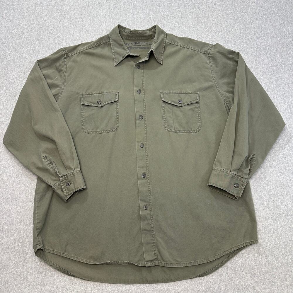 Levi’s Shirt Mens XL Green Cotton Button Up Utility Workwear Grunge Gorpcore